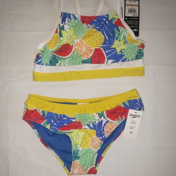 SpeedoGirls' Print Block Two Piece Bikini Set (Big Kid) - Picture 2 of 7